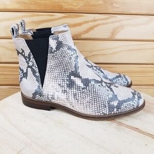 Lucky Brand Haylia 9 US Leather Snake Chelsea Booties Ankle Boots Pull-On NEW
